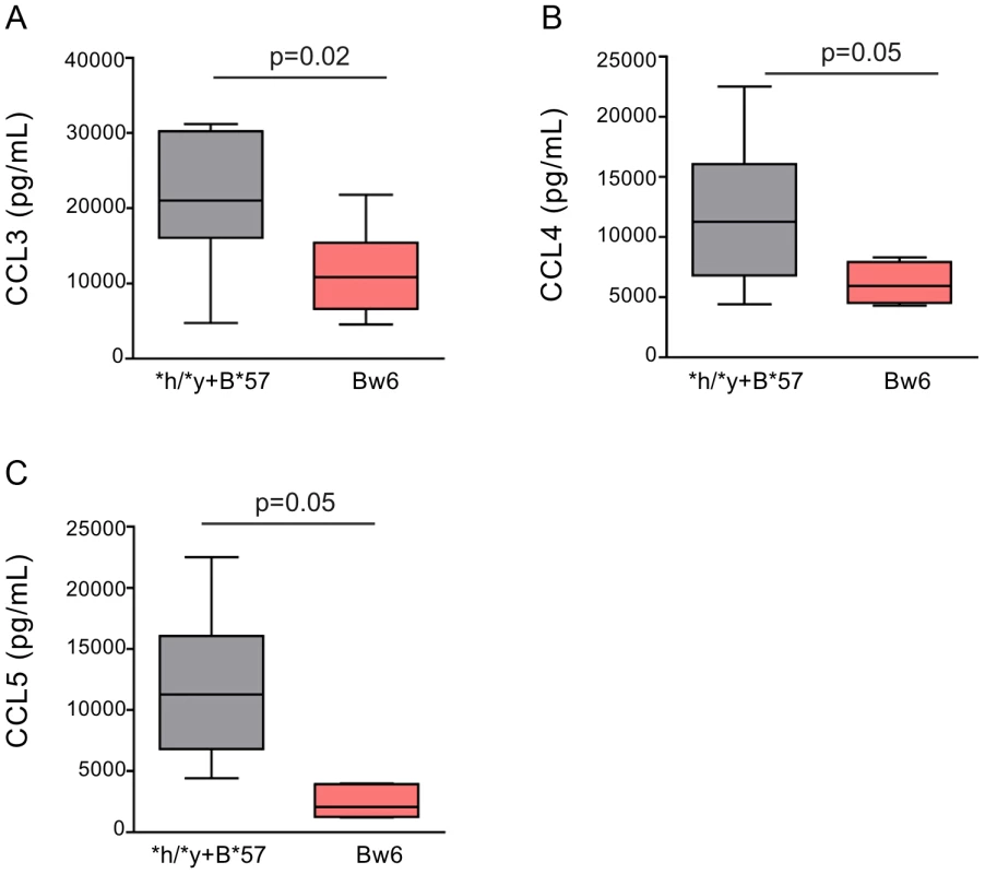 NK cells from subjects positive for <i>*h/*y+B*57</i> secrete more CC-chemokines in response to autologous HIV infected CD4 (iCD4) cells than those from <i>Bw6hmz</i>.