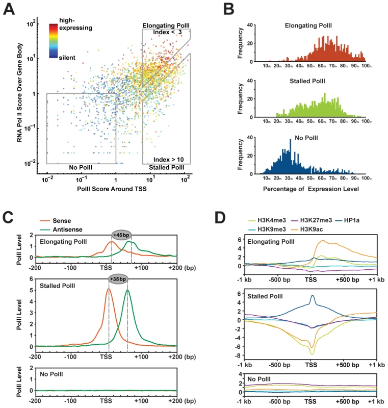 Correlation between chromatin modifications at TSS and gene expression.