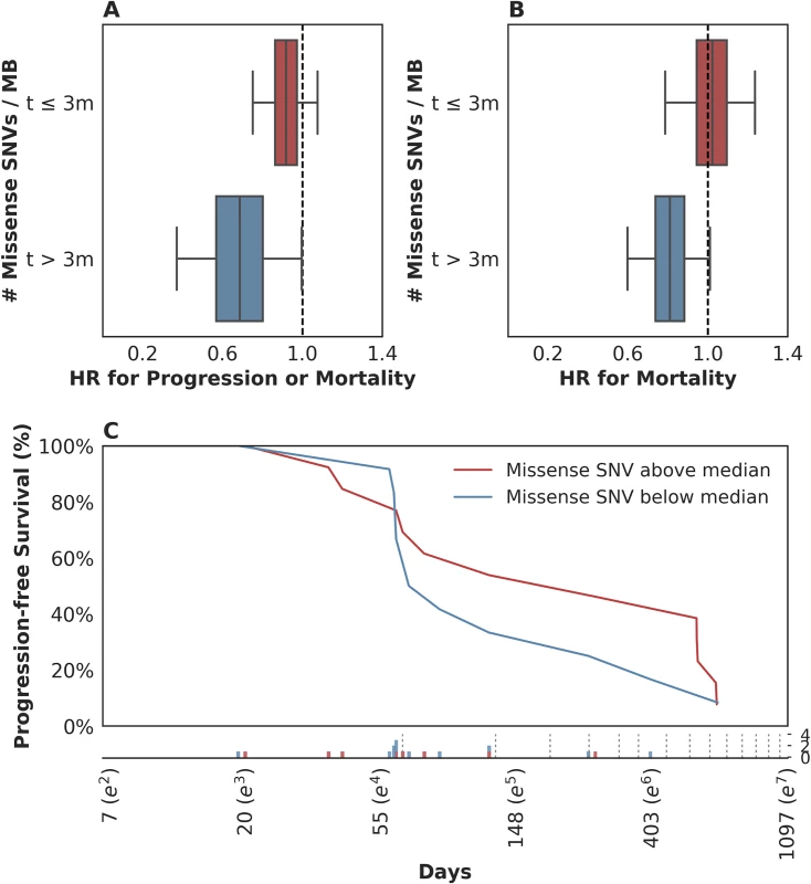 Time-dependent relationship between mutation load and treatment response.
