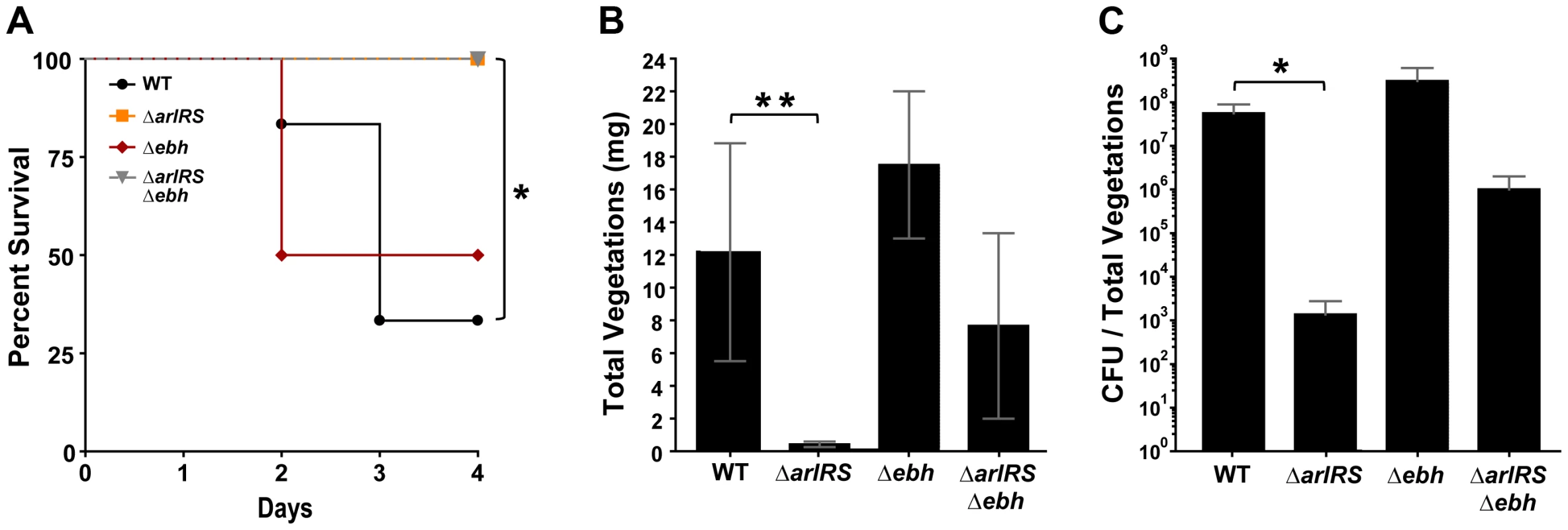 Strains lacking ArlRS are defective in a rabbit model of sepsis and endocarditis.