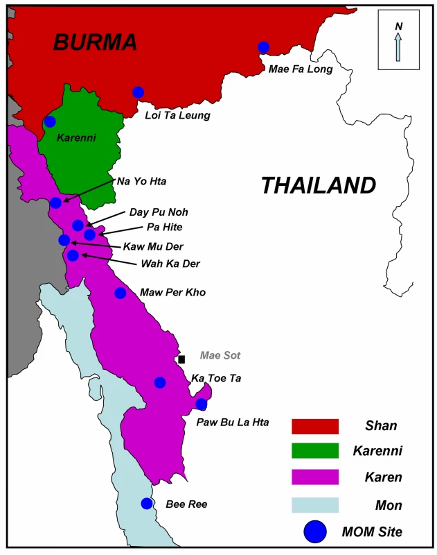 Map of Eastern Burma showing the MOM Project Communities.