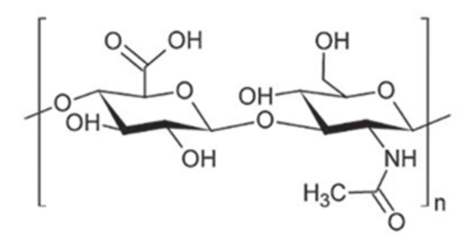 Monomerní jednotka kyseliny hyaluronové &lt;sup&gt;4)&lt;/sup&gt;