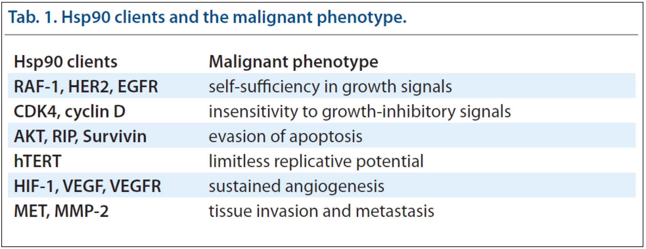 Hsp90 clients and the malignant phenotype.