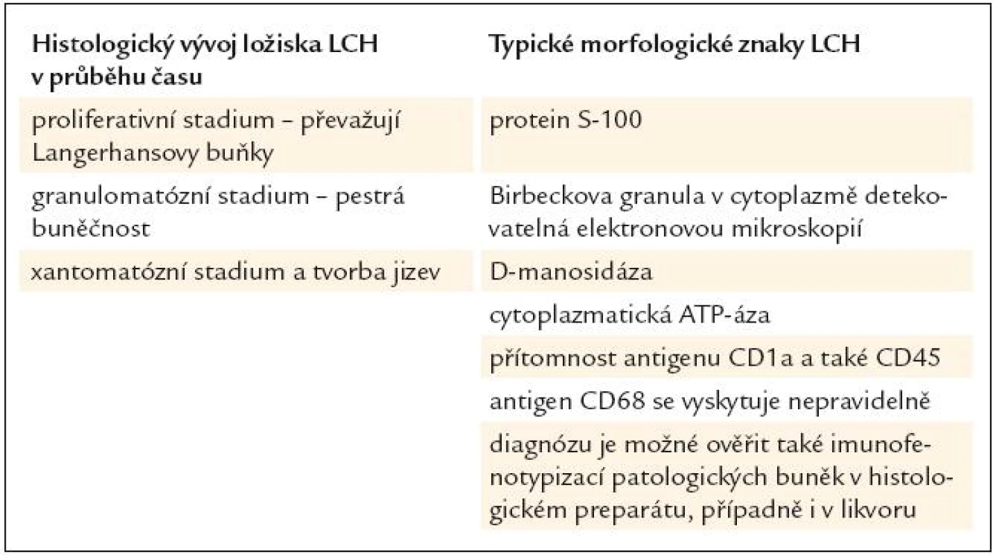 Morfologická charakteristika Langerhansovy histiocytózy.