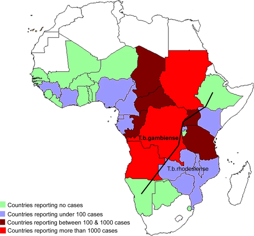 Map of Africa Showing the Epidemiological Status of Countries Considered Endemic for the Disease