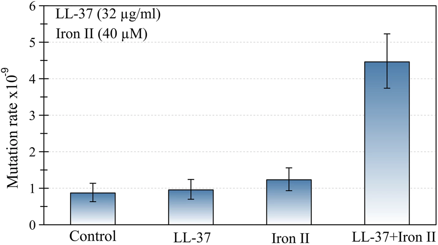 The joint action of LL-37 and ferrous iron induces an increase in the mutation rate of <i>P</i>. <i>aeruginosa</i>.