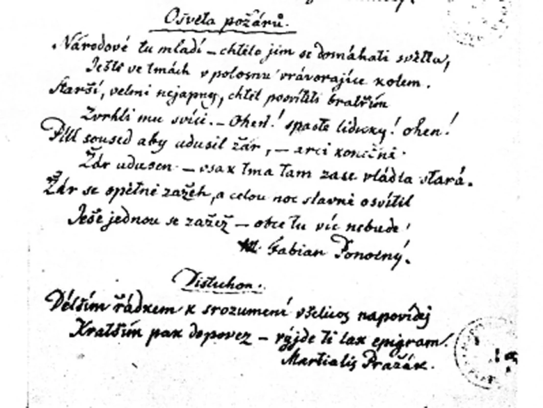 Purkyňův rukopis jeho veršů