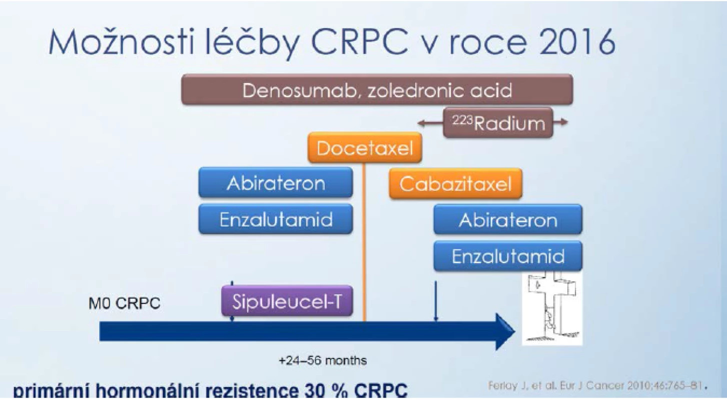 Přehled možností léčby CRPC (upraveno podle Ferlay [13])
Fig. 1 Overview of treatment options for CRPC (adapted according to Ferlay [13])