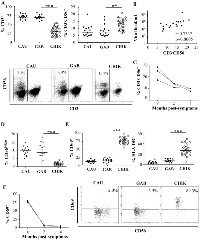 Distribution and activation status of NK cells from CHIKV-infected patients.
