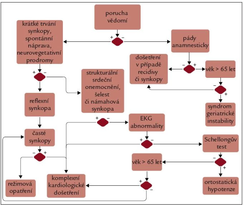 Flow-diagram diagnostického algoritmu poruchy vědomí.