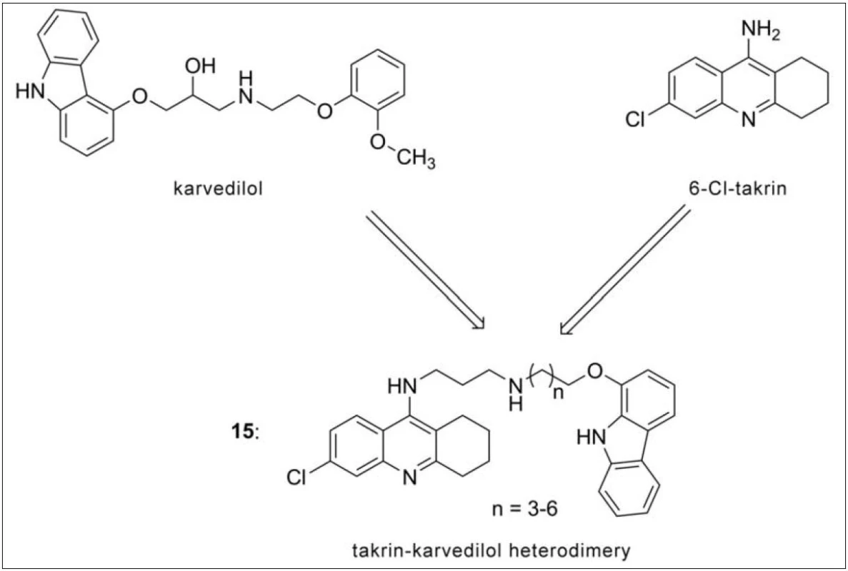 Designová strategie takrin-karvedilol heterodimerů