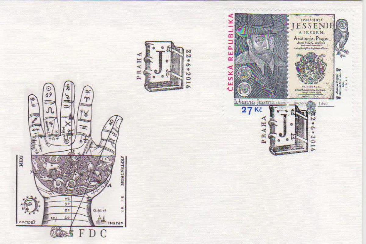 Obálka prvního dne vydání (FDC) známky vydané Českou poštou ke 450. výročí Jesseniova narození v roce 2016.