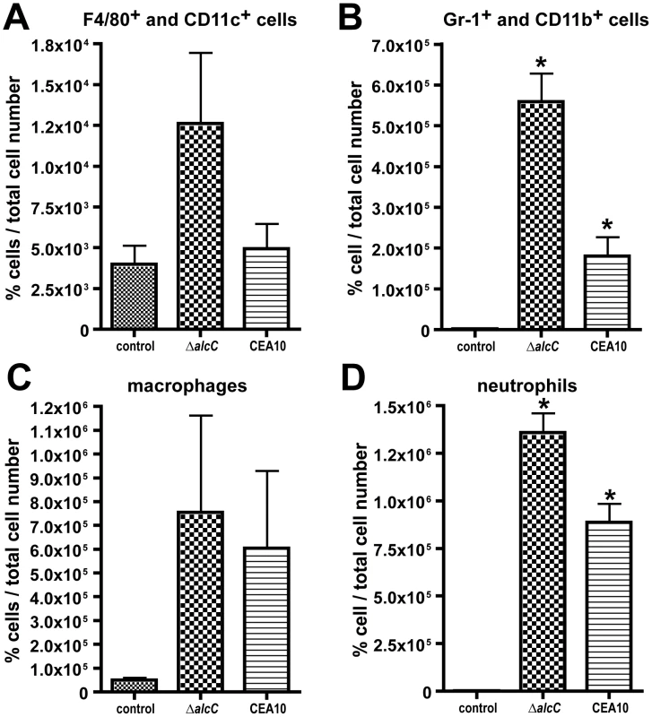 Characterization of cellular infiltrates in broncheoalveolar (BAL) fluids of triamcinolone immunosuppressed mice.
