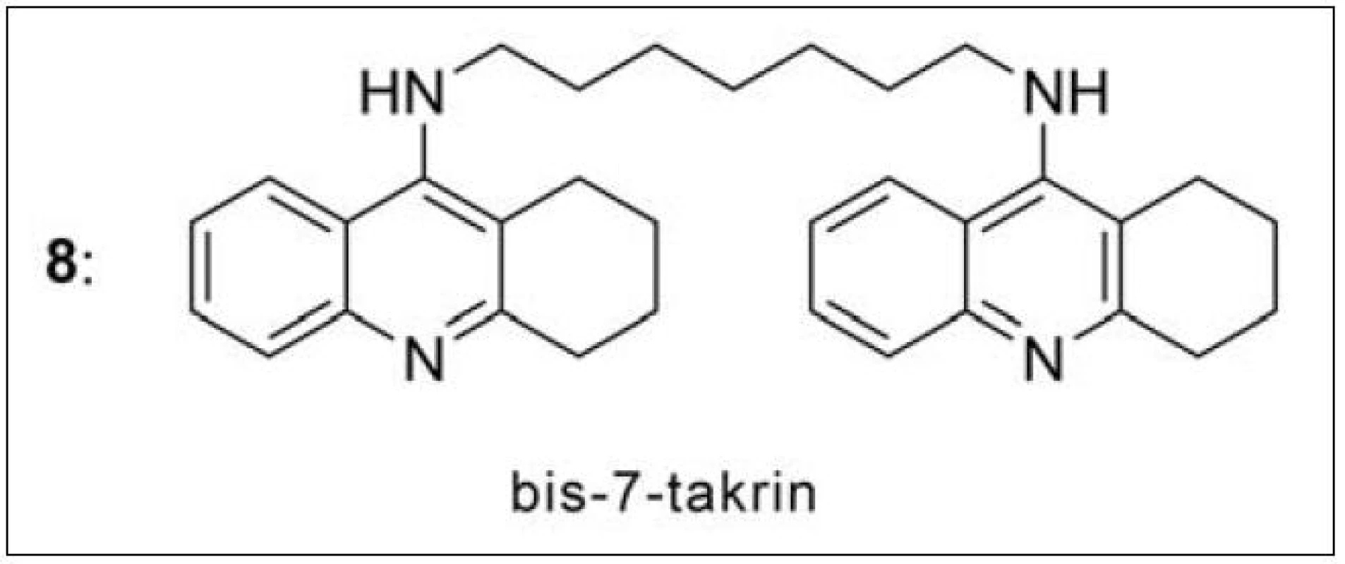 Bis-7-takrin – první duální inhibitor AChE připravený v roce 1996