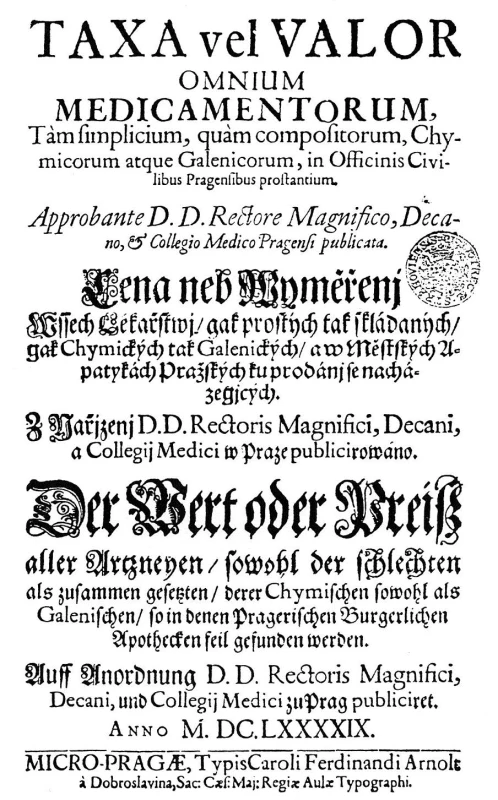 Titulní list pražské sazby z roku 1699