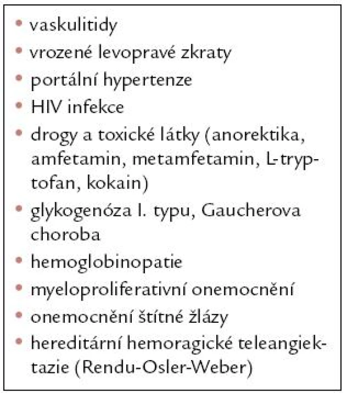 Plicní hypertenze při jiných onemocněních [4].