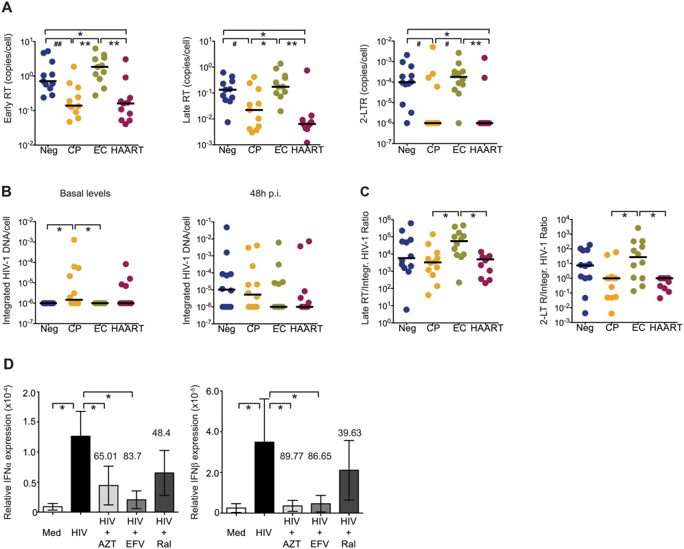 HIV-1 replication patterns in cDCs from EC.