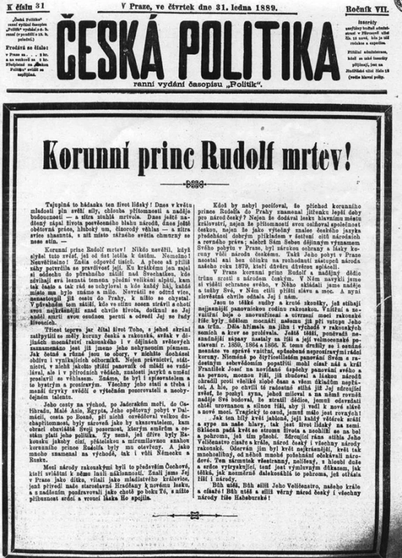 Česká Politika, titulní strana z 31. ledna 1889.