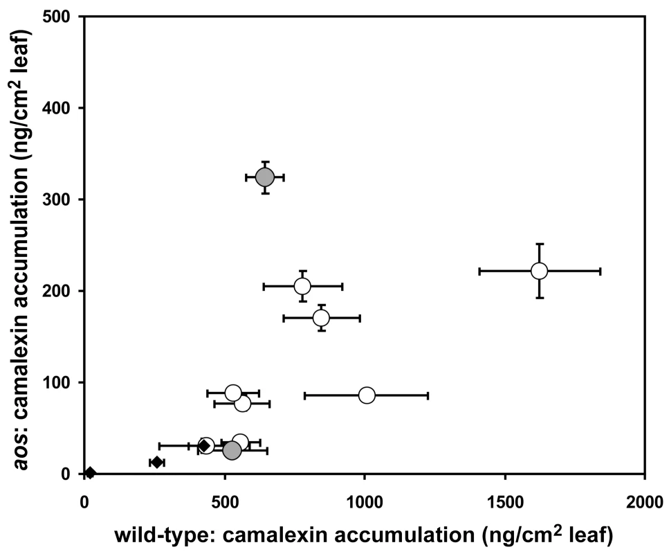 Variation in camalexin accumulation in jasmonate-deficient <i>A. thaliana</i>.