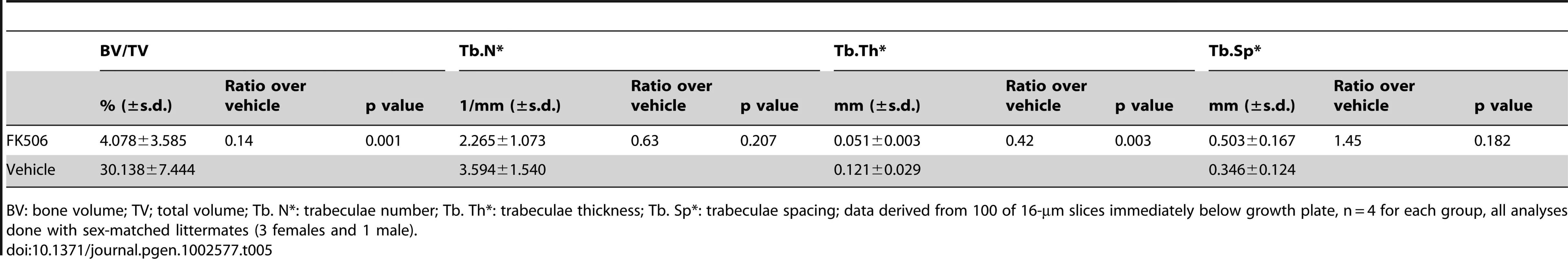 μCT analyses of FK-506-injected PRBP mice.