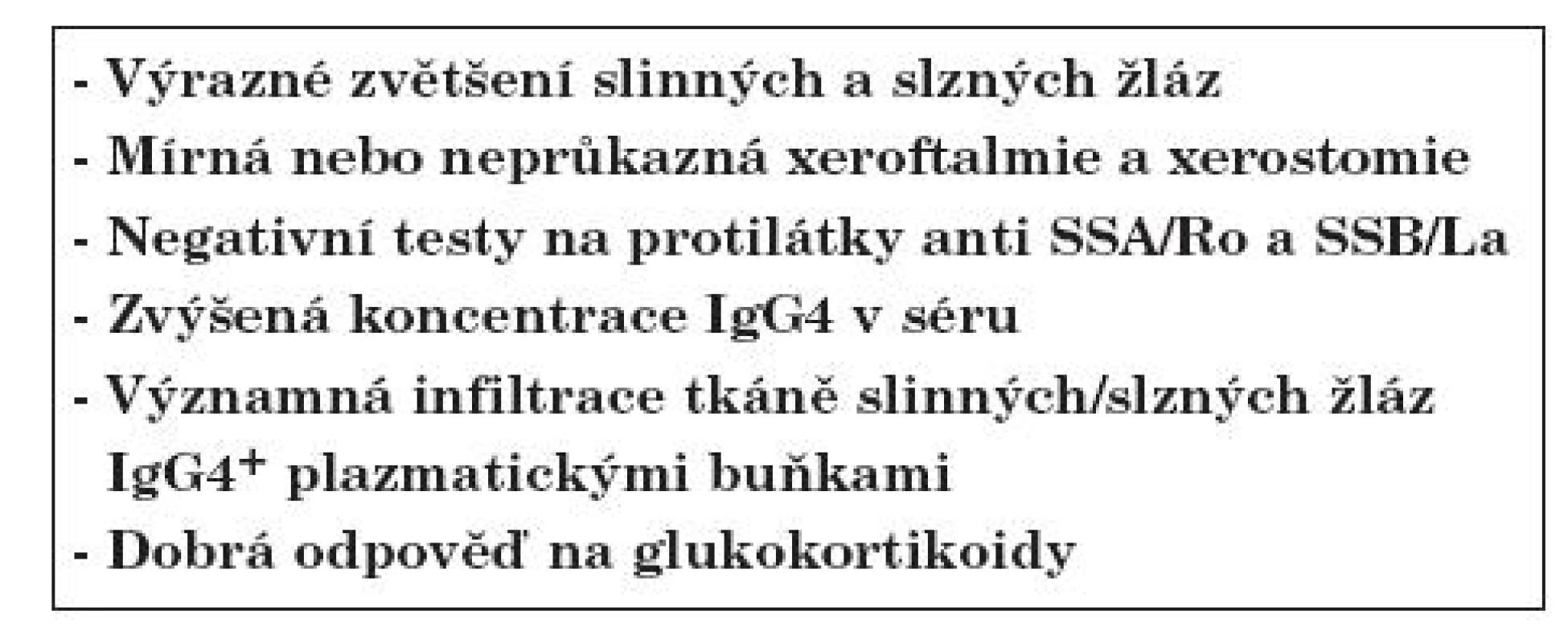 Přehled klasifikačních kritérií Mikuliczovy choroby; upraveno podle Masaki Y. et al. (6).