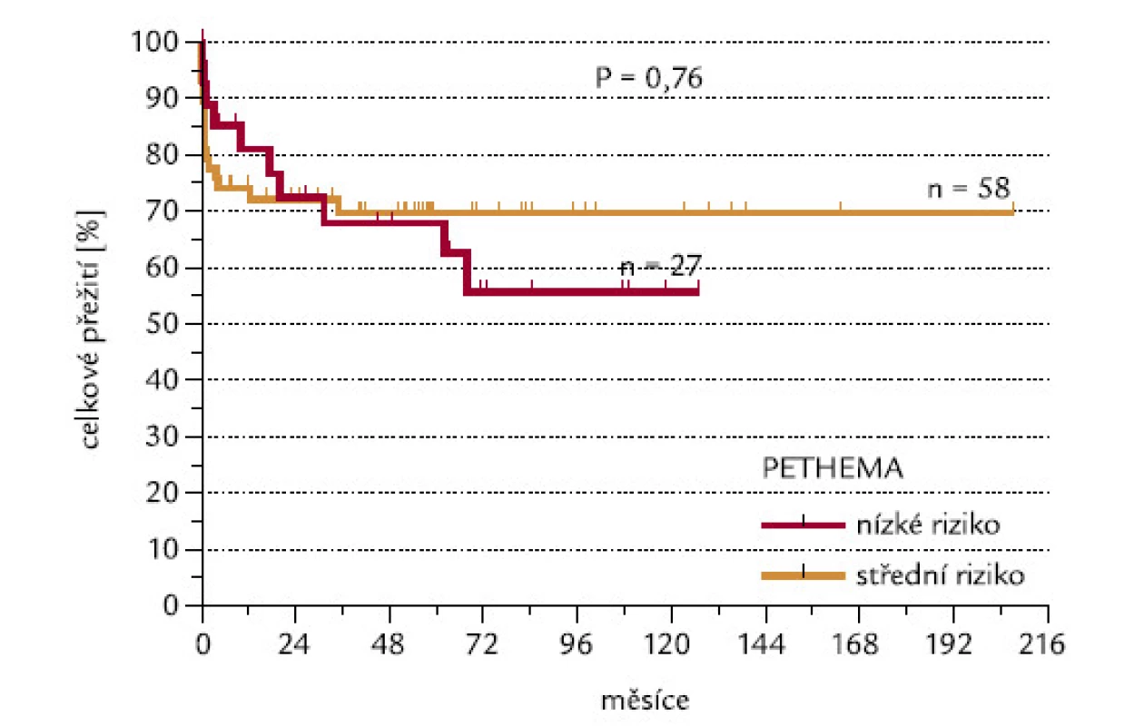 Skupiny s nízkým a středním rizikem dle PETHEMA [11] a OS.