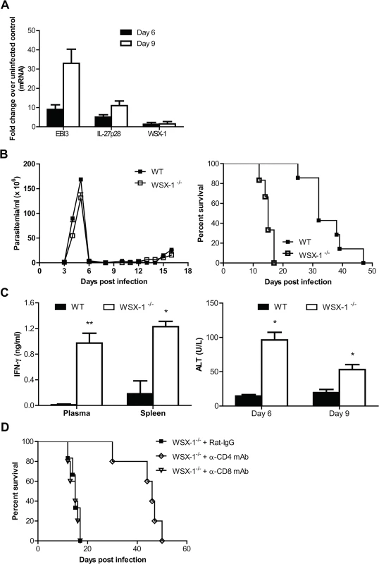 IL-27 signaling plays a crucial role in dampening Th1 mediated immune responses, allowing prolonged survival of mice infected with <i>T</i>. <i>brucei</i>.