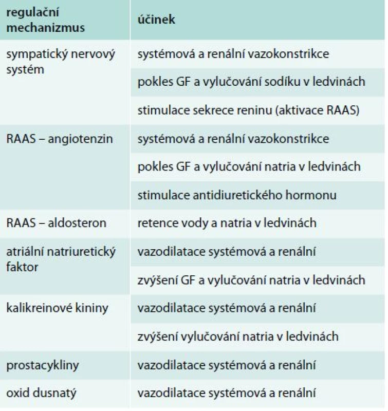 Hlavní regulační mechanizmy v patofyziologii HRS