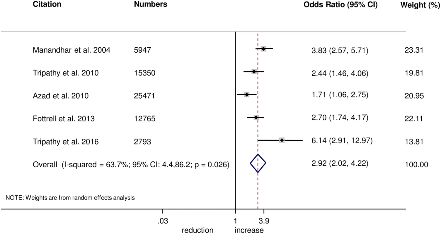 Meta-analysis of the effect of women’s groups on use of a safe delivery kit for home deliveries.