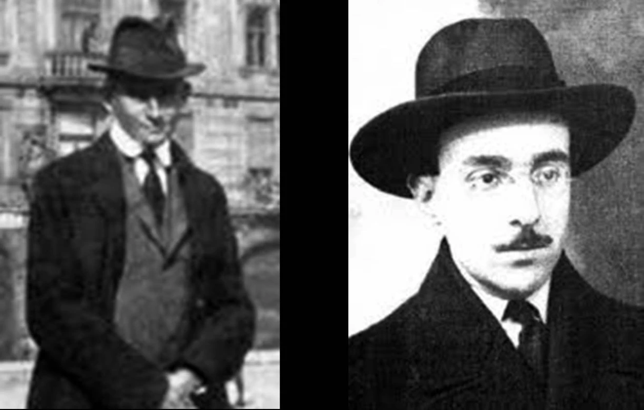 Franz Kafka (vľavo) a Fernando Pessoa (vpravo)