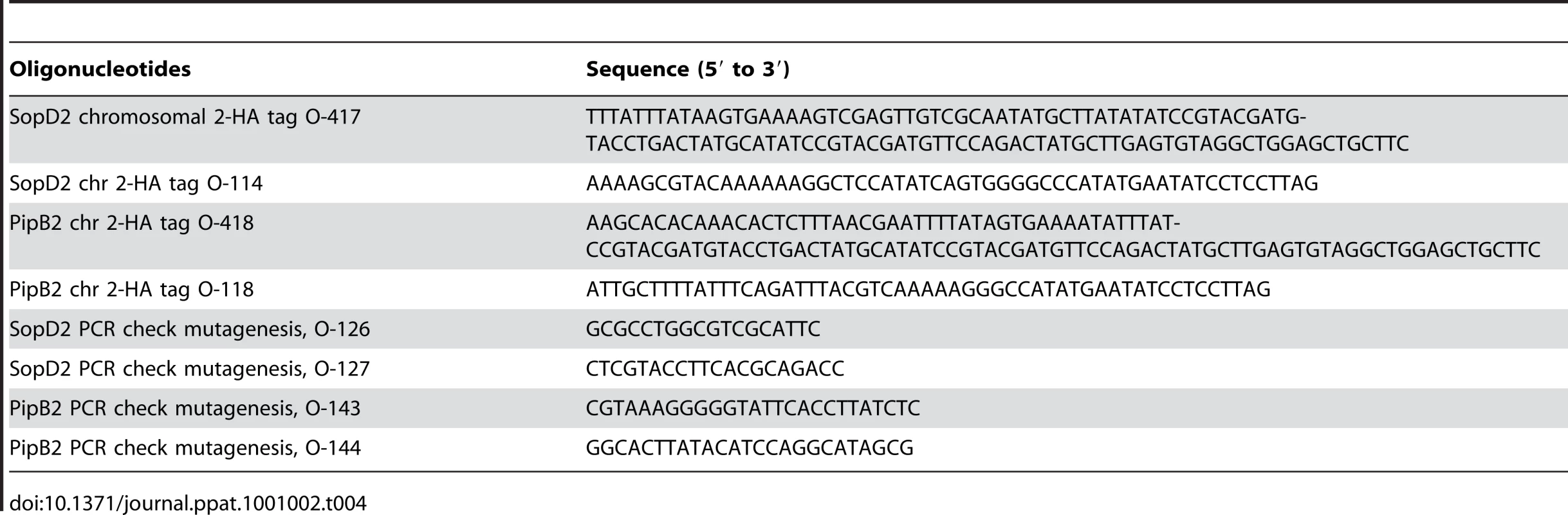 Oligonucleotides used in this study.