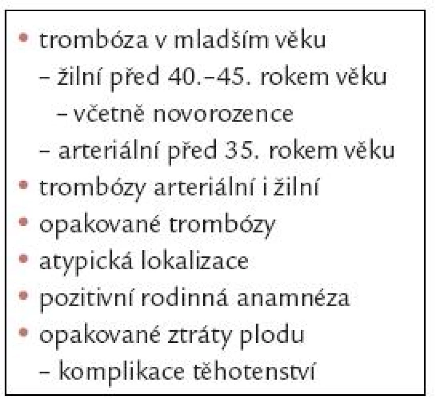 Klinická definice trombofilie.