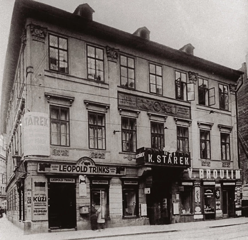 Dům J. E. Purkyně ve Spálené ulici s deskou odhalenou 15. října 1883