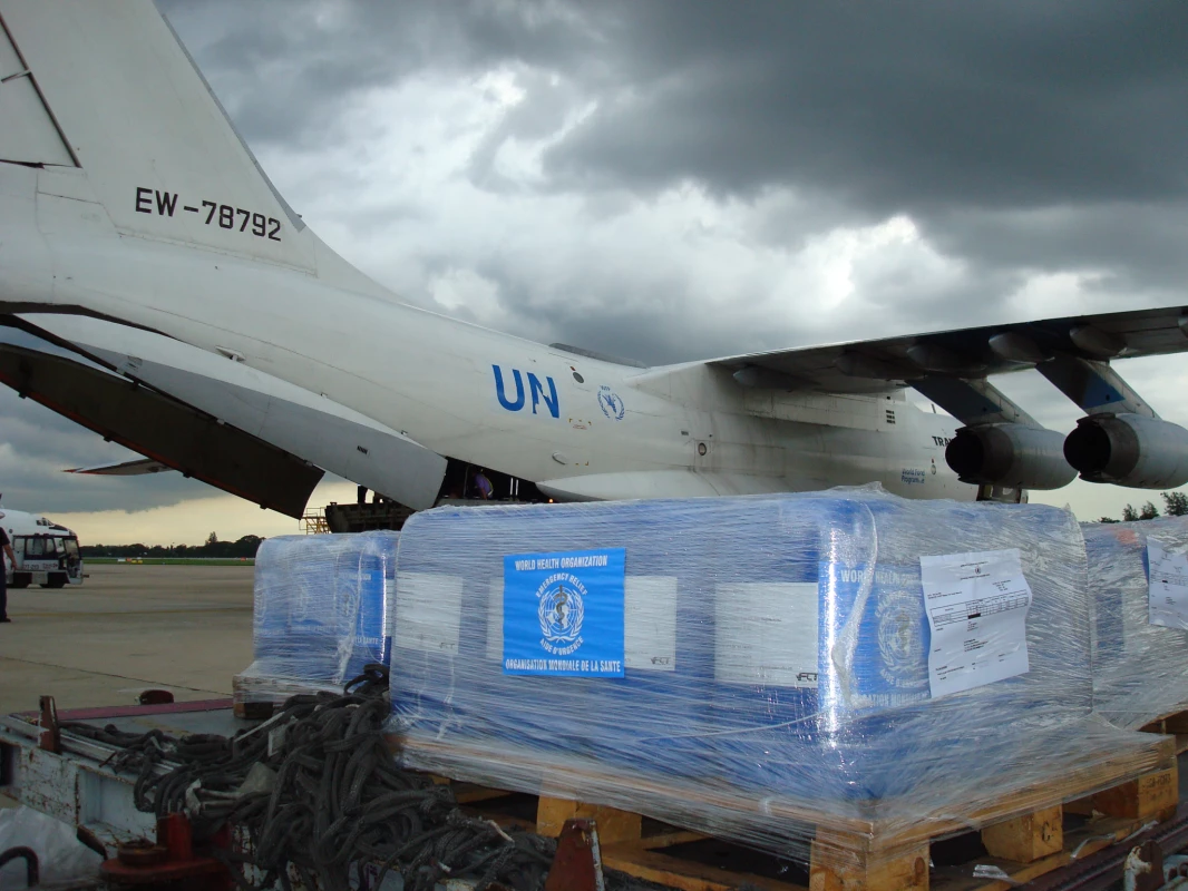 Cyclone Nargis response 2008: Interagency Emergency Health Kits en route to Myanmar.