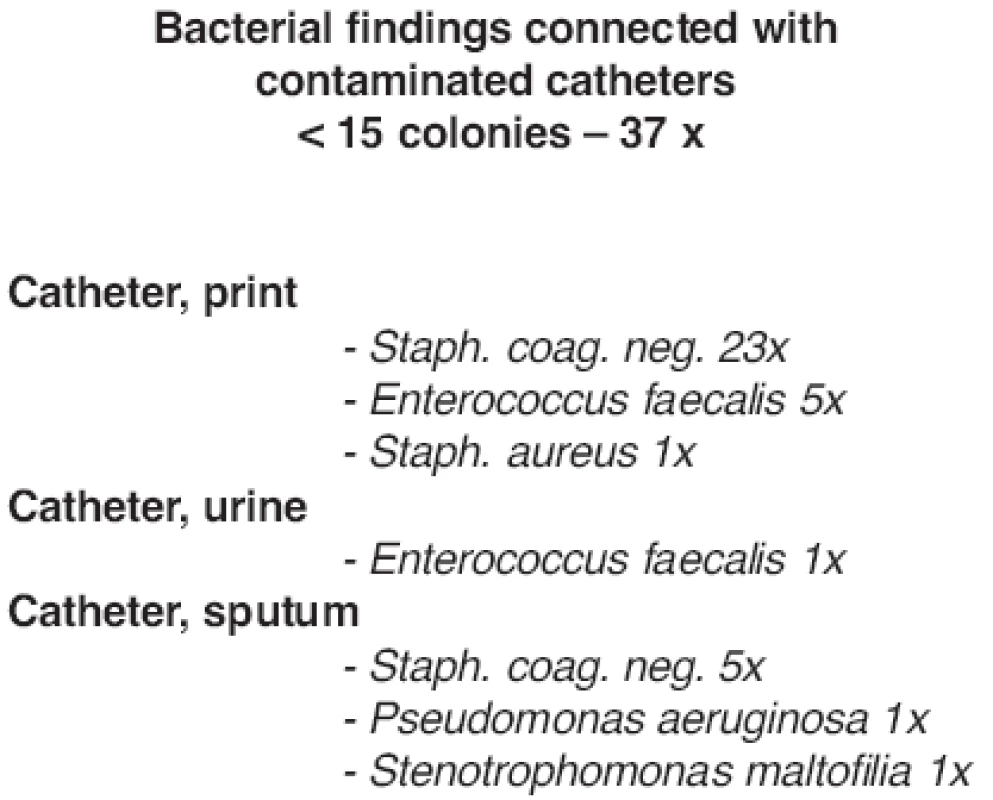Bacterial findings in burn patients with catheter contamination