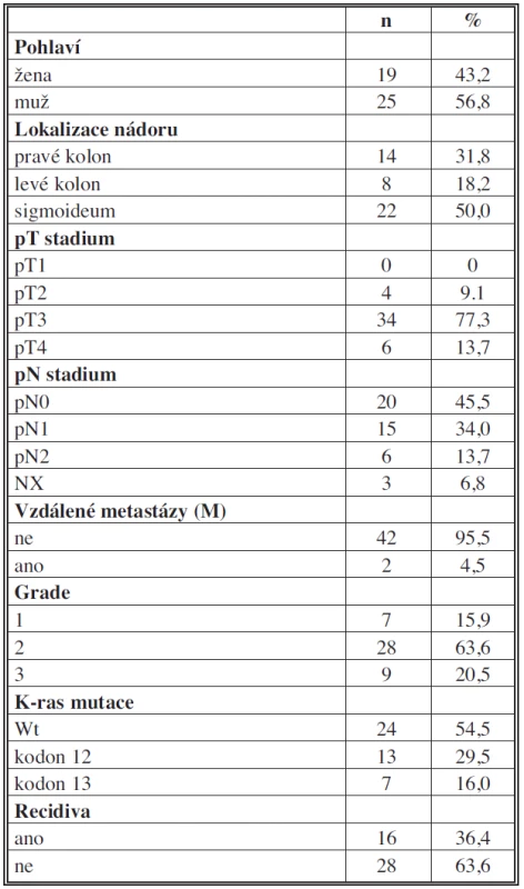 Klinicko-patologická charakteristika pacientů
Tab. 1: Clinicopathological features of patients