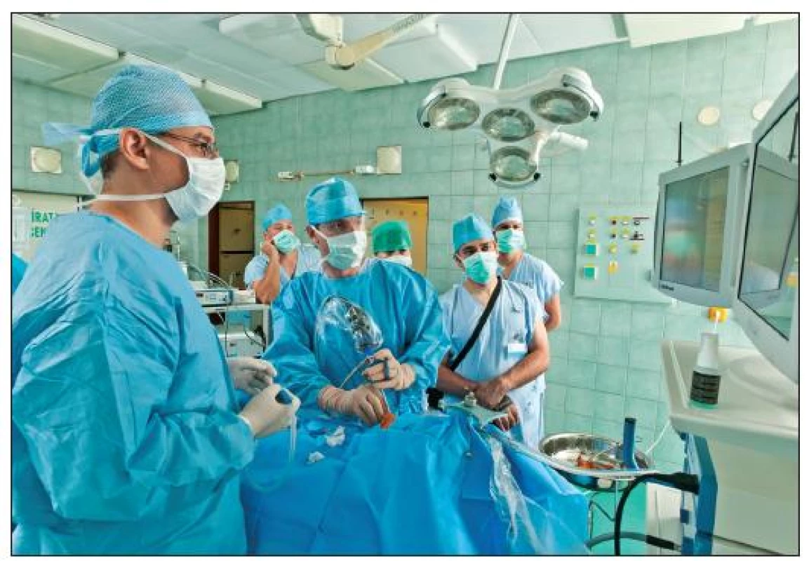 Účastníci měli možnost během kurzu sledovat „live surgery“.