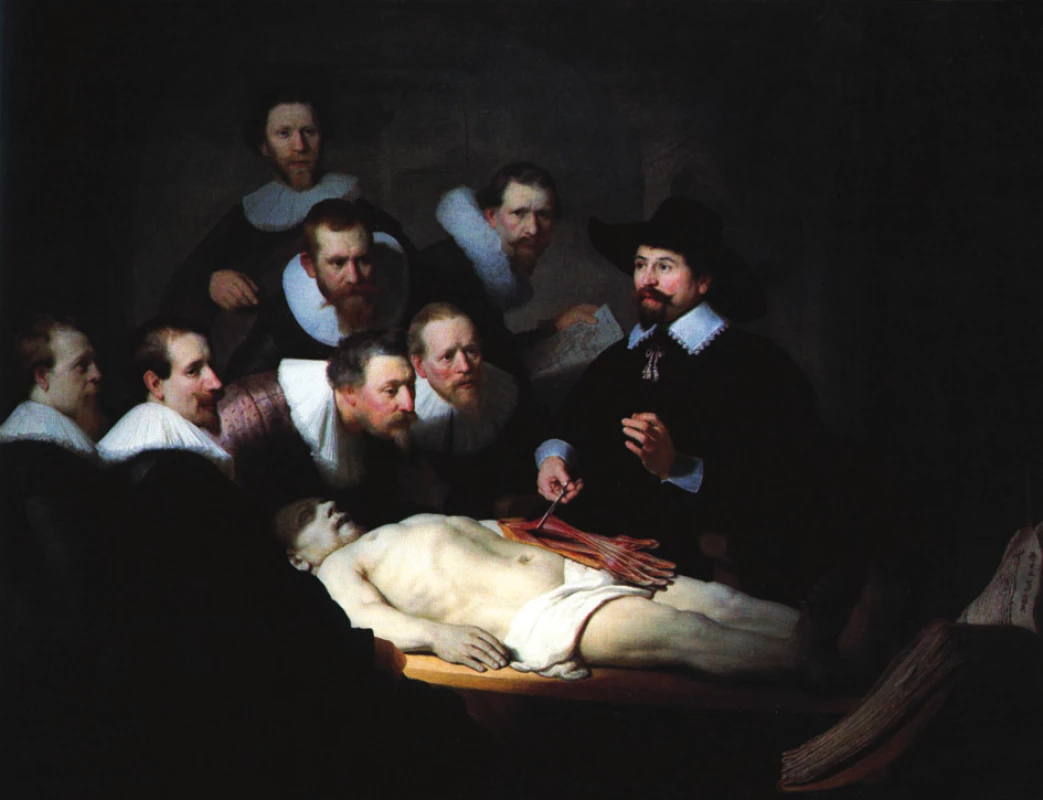 Rembrantův obraz Lekce anatomie doktora Tulpa
Fig. 1: A painting by Rembrandt: The Anatomy Lesson of Dr. Nicolaes Tulp