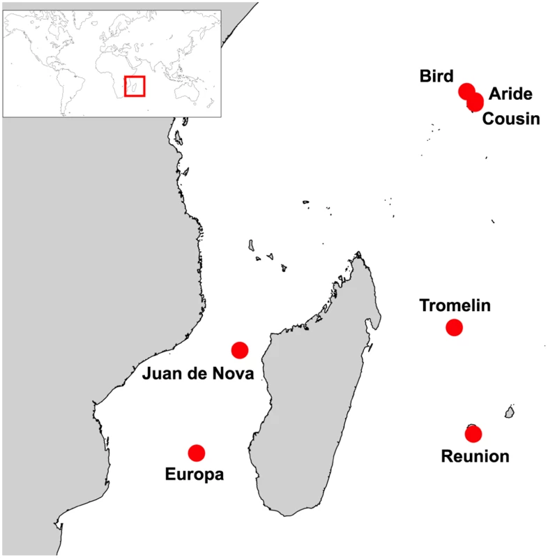 Sampling locations (red circles).
