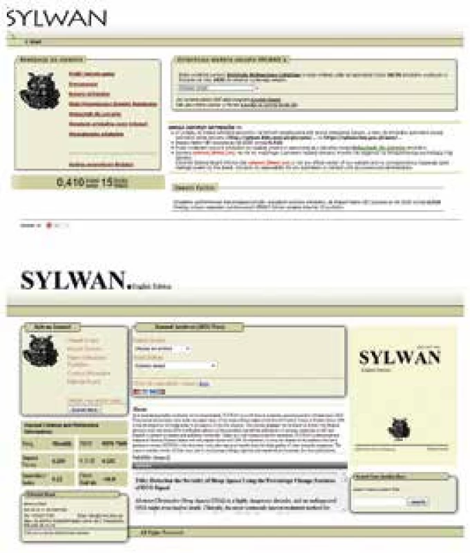 Nahoře web skutečného časopisu Sylwan, dole web jeho predátorského protějšku