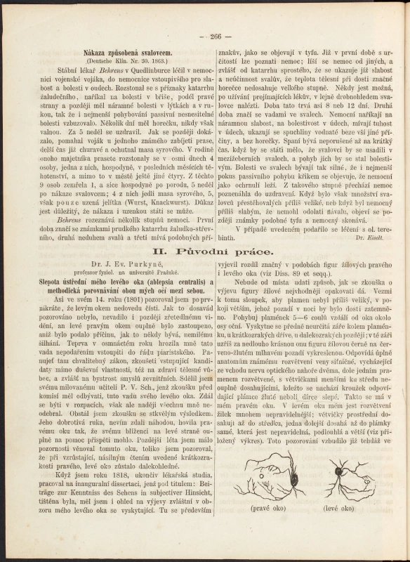 Purkyňova kazuistika v ČLČ z roku 1863 – autorem a pacientem v jedné osobě