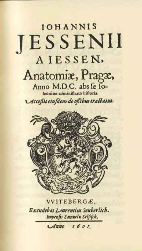 Titulní strana Jesseniovy Anatomie z roku 1601