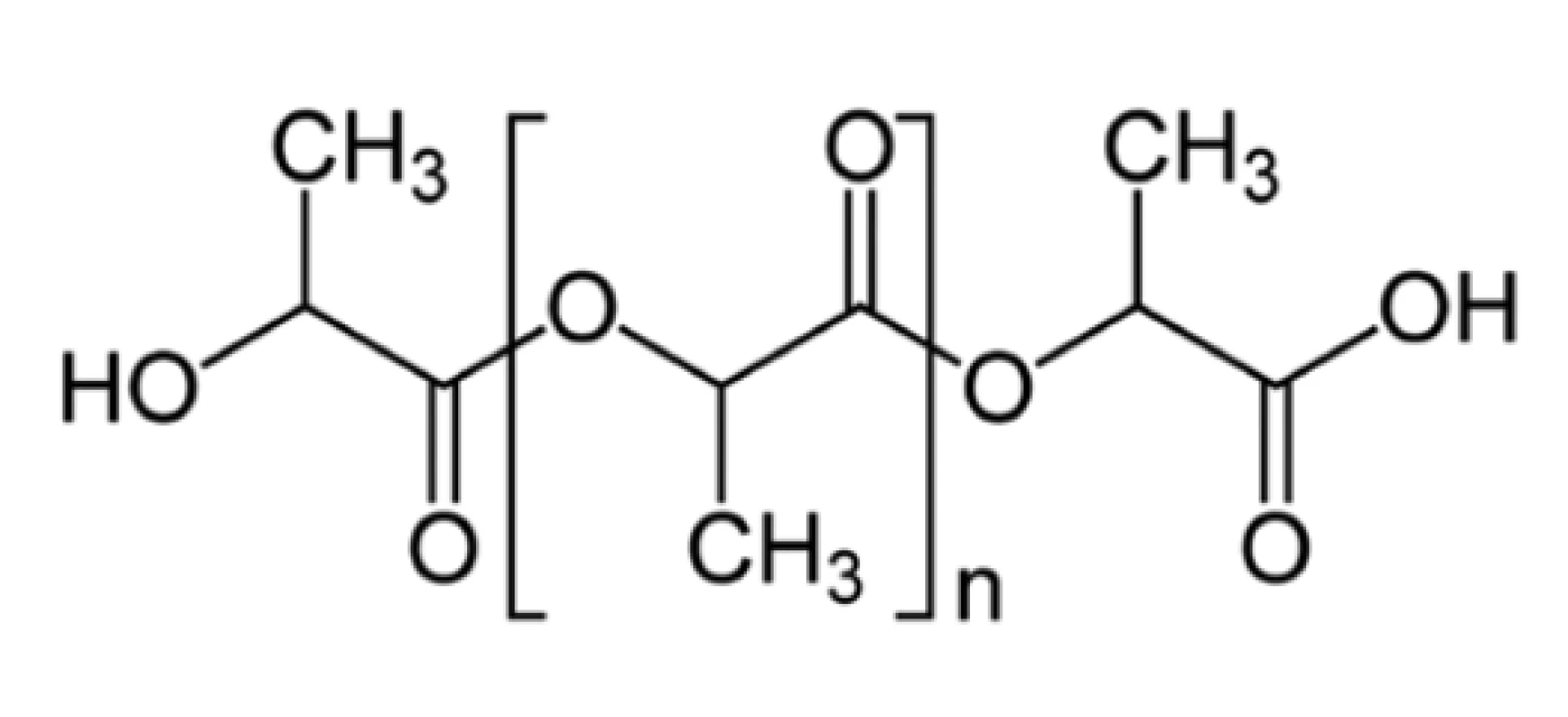 Chemická struktura PLA<br>
Fig. 1: Chemical structure of PLA