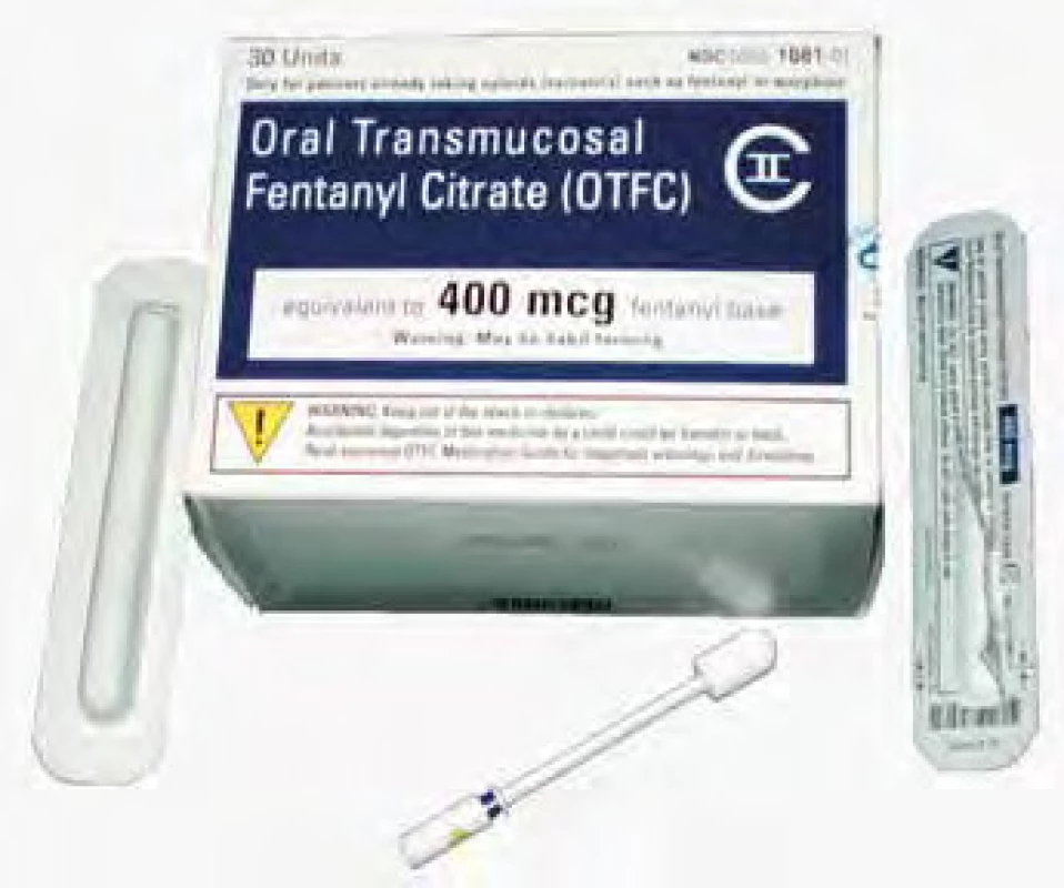 Orální transmukózní fentanyl Actic pro onkologické pacienty.
Zdroj: Wikimedia Commons (CC BY 4.0)