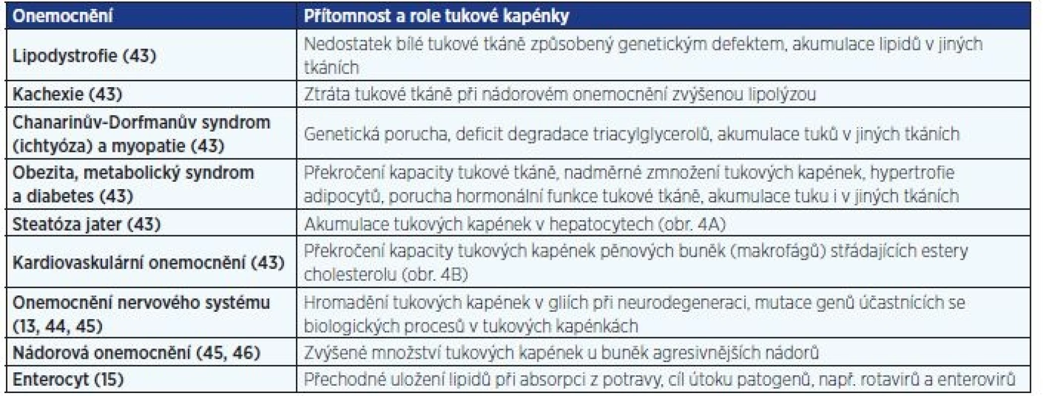 Patologické stavy asociované s dysfunkcí tukových kapének