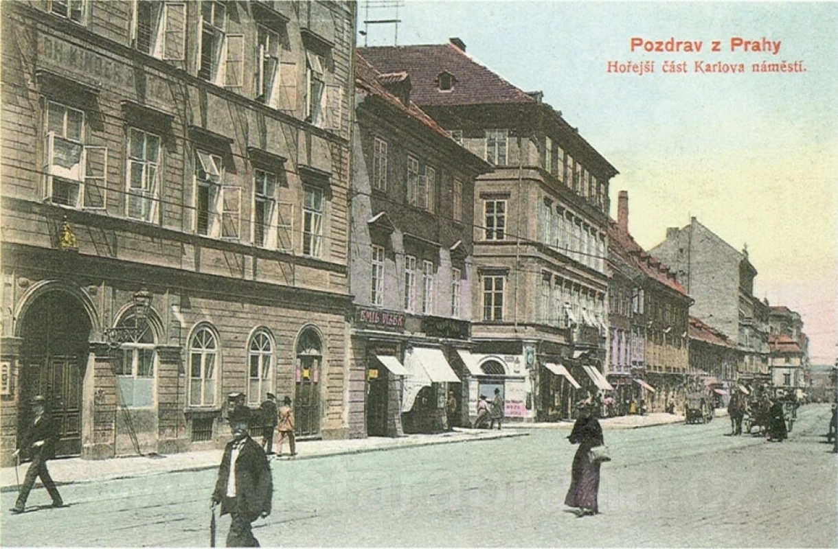 Dětská klinika na Karlově náměstí (kolorovaný světlotisk, F. J. Jedlička, 1904)