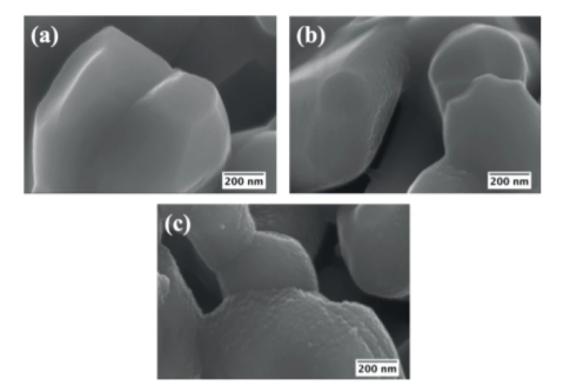 SEM micrographs of the surface of scaffolds
after immersion in SBF for (a) 0 h; (b) 7 days and (c)
14 days.