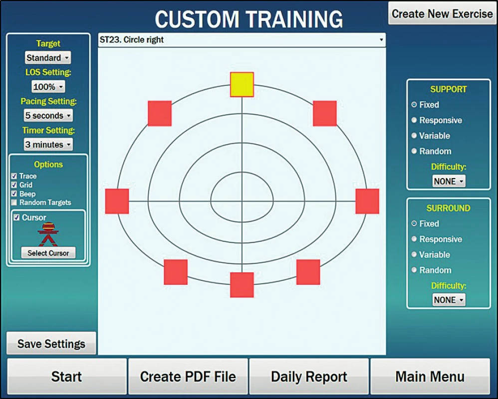 Ukázka Custom training ST23 - circle right
(NeuroCom Software, 2017).