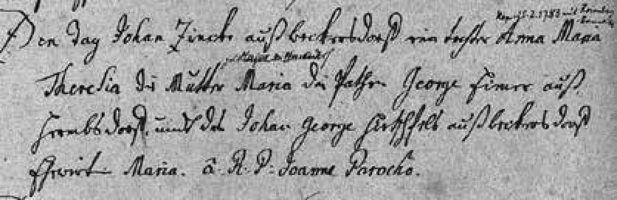 Zápis křtu Josefovy babičky Anny Marie
Zinckeové (1764)