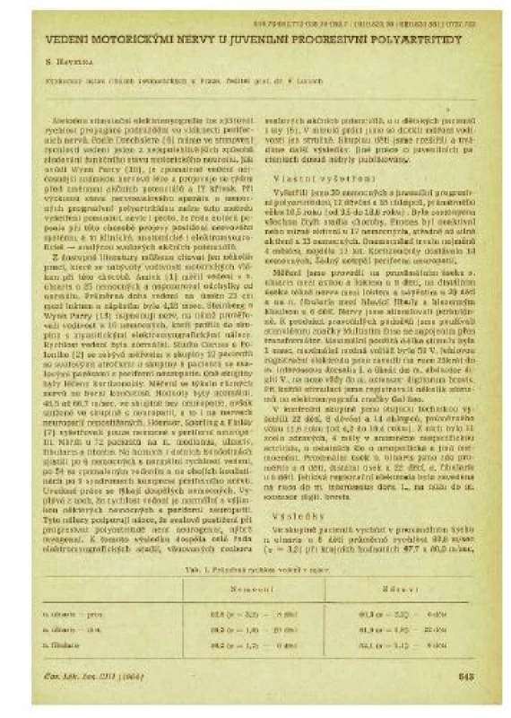 Jedna z prvních publikací S. Havelky o juvenilní
chronické artritidě, publikovaná v Časopise lékařů českých
v roce 1964